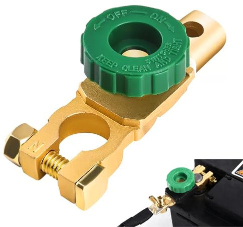 EXIN DEHCEN Coupe Circuit Batterie 12 V/24 V, Coupe Batterie Voiture Interrupteurs de Batterie Commutateur Isolateur de Batterie Avec Bouton Vert, Universel, pour Voiture, Camion, Bateau, Véhicule
