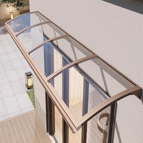 Zlovne Marquise de Porte d’Entrée en Polycarbonate Transparent,Auvent de Porte d'Entrée Résistante Toit Abri Contre la Pluie et UV,Auvent Fenêtre Auvent Arqué,avec Accessoires (55x140cm/22 x55)
