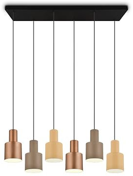 lightling Modern Pendellampe Guido 6-flammig, mehrere Schirmfarben, Höhe anpassbar, exkl. 6 x E27 max. 40W, Metall, Ø 12 cm, Höhe 150 cm, Breite 85 cm