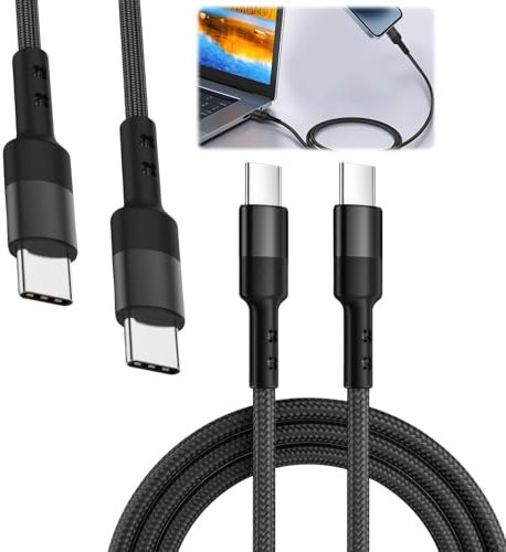 Novstuf 2 Pack 0.5m USB C to USB C Cable, Fast Charging, Braided, Tangle Free, Compatible with Samsung Galaxy, MacBook Pro, iPad Pro/Air, Google Pixel
