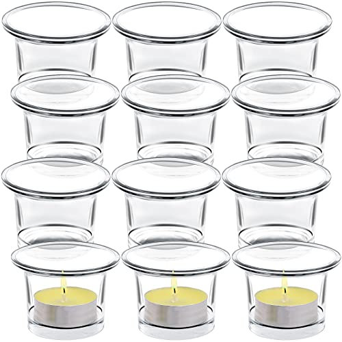Tealight Candle Holder Set of 12,Glass Votive Candle Holders,Clear Tea Light Holders Bulk for Wedding Holiday Birthday Party Dinner & Home Decor