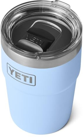 YETI Rambler Cup, Vacuum Insulated Stainless Steel Stackable Cup with Magslider Lid, Big Sky Blue, 16 oz (473 ml)
