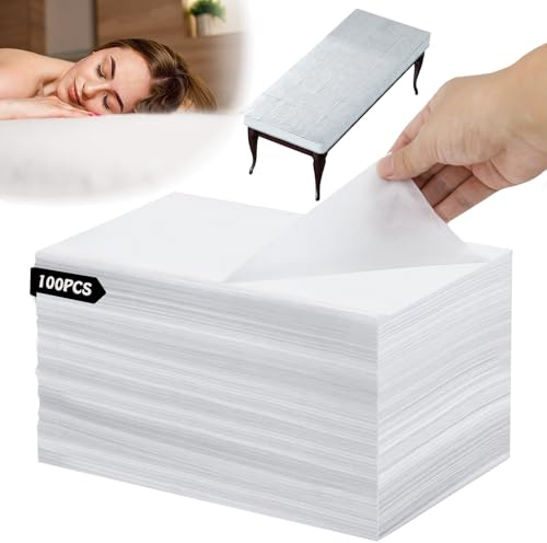 Einweg Bettlaken 100 stück, 80 x 180cm Einweg Massageliegen Auflage | Einweg Massagetisch Bettlaken für Massageliegen Spa Tattoo Salon Vliesstoff
