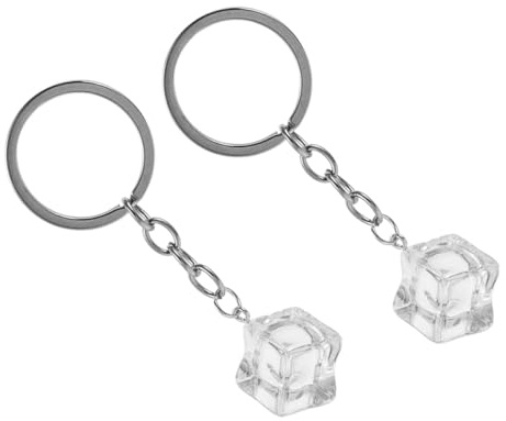 NUOBESTY 2 Stück Schlüsselanhänger Eiswürfel aus Transparentem Harz Kreatives Rucksackzubehör Auto und Handtaschen Schlüsselring für Männer und Frauen