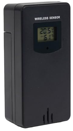 Drahtloser Außensensor, Temperatur-Hygrometer, 433,92 MHz, 60 m Reichweite, Wandhalterung für FanJu 3378 Wetterstation, weißer Kunststoff (schwarz)