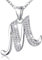 AEONSLOVE Damen Buchstaben Kette Silber Halskette Buchstabe M Kette Mit Buchstaben Brief des Alphabets Initiale Anhänger mit Zirkonia Schmuck Geschenk für Mädchen