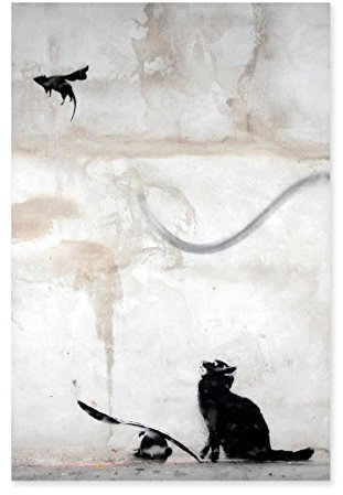 Streetart Posterdruck Banksy Cat n Bat – Poster in div. Größen 30x40cm