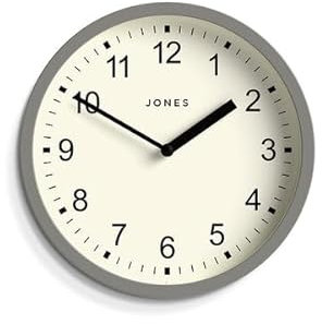 JONES CLOCKS® Spin wanduhr | Kleine Moderne runde Uhr | 20cm | Grau | Leicht lesbare Zahlen | Ideal für küche, büro, kinderzimmer oder jeden kleinen Raum