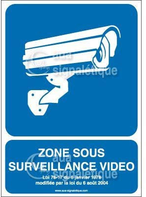 AUA SIGNALETIQUE - Panneau zone sous surveillance vidéo - 01-300x420 mm, Aluminium Dibond 3mm