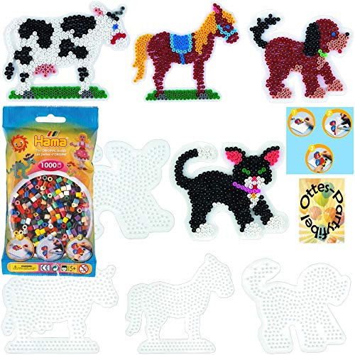 HAMA Bügelperlen-Bastel-Set midi-Stift-Platten-Set midi Pferd + Kuh + Hund + Katze + Bügelperlen #6