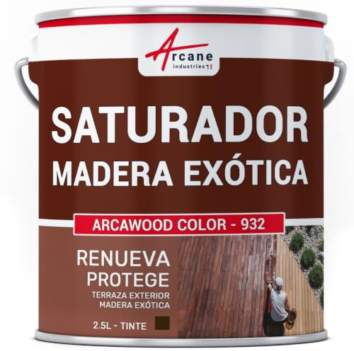 Saturador Madera Exótica Hidrófugo 2,5 L Roble Oscuro | Hidrófugo para Terrazas y Madera Exótica, Nutre en Profundidad, Incoloro o Teñido, Resiste a los UV - Arcane Industries