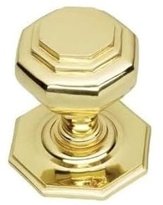 EUROART Large Polished Brass Octagonal Centre Pull Door Knob 75mm