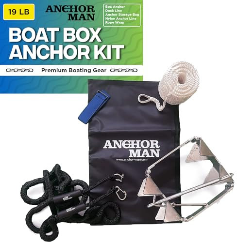 Anchor-Man Box Anchor Kit - Ultimate Boat Anchor Kit, Hot Dipped Galvanized 9 Gauge Steel Boat Anchors for 25'/ 25'+ Boats - Pontoon Boat Anchor Kit Box Size, Large Pontoon Anchor Boat Kit (19lb Kit)