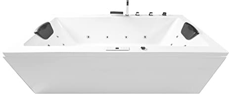 Basera® PREMIUM Indoor Whirlpool Badewanne Naxos (150 x 75 cm) | 24 Massagedüsen, Heizung, Ozongenerator, Bodenansaugung, Wasserfall, LED-Ambiente, Touchpanel, Bluetooth, Radio