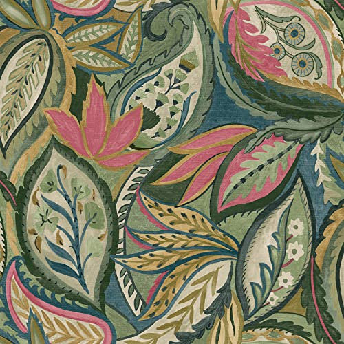 K Collection Paisley Leaves Pink/Green Wallpaper (13440)