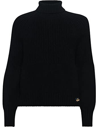Superdry Damen Gerippter Essential Strickpullover Finster Marineblau 38