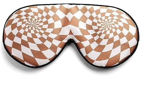 townssilk 100% Silk Sleep mask with Silk Adjustable Strap,Comfortable and Super Soft Eye mask Ultimate Sleeping aid,Blindfold DizzyingSquares-Coffee