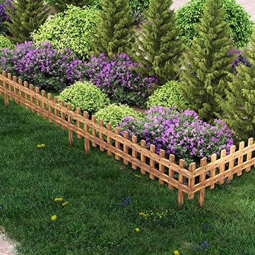 [en.casa] Set de 2 Clôtures de Jardin Décoratives Lot de Bordures Extérieures en Bois Installation Facile Parterres Fleurs Potager Gazon Pin 117 x 40 cm Naturel