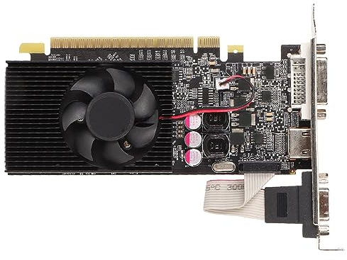 Carte Graphique de Jeu GT730 2G, Carte Graphique Discrète 2 Go GDDR3 64 Bits avec Ventilateur de Refroidissement, 810 MHz 1300 MHz, PCI Express 2.0 16X, VGA DVI HDMI, Prise en