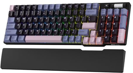 RK ROYAL KLUDGE RK96 RGB Limited Ed, 90% 96 Keys Wireless Triple Mode BT5.0/2.4G/USB-C Hot Swappable Mechanical Keyboard w/Wrist Rest, Tactile Pale Green Switches, Black & Pink