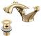 Brushed Gold Victorian Bathroom Sink Tap with Drain Dual Ceramic Lever Brass Bathroom Tap with Pop Up Waste Basin Mixer Tap 032ANBG