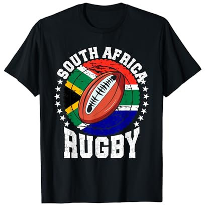 Südafrika Rugby Lustige Vintage Afrika Flagge Farben T-Shirt