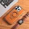 Luxury Leather Invisible Stand for iPhone Case, Leather Case with Stand for iPhone 15/14/13/12/11 Pro Max Plus, Full-coverage Shockproof Leather Magnetic Stand (14 Pro max,Brown)