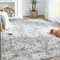 TOPICK Teppich Bunt 90x150cm Area Rugs,Antirutsch Waschbare Groß,Wohnzimmer Flur Küchenläufer Orientalische Blumendruck für Schlafzimmer Küche Badezimmer Esszimmer Grau/Blau