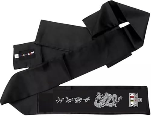 SHIHAN POWER SPORTS Banda de Kung Fu negra con estampado de dragón plateado satinado de 300 cm para hombres y mujeres, cinturón de monje shaolin kung fu, Wushu, artes marciales, karate, taekwondo para