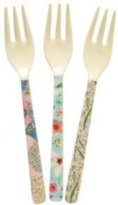 Rice Melamin Gabel 3er-Set - Flower Prints - Mehrfarbig Kindergabel Bruchsicher Campinggeschirr Melamingeschirr Kinderbesteck BPA-frei Länge: 14,5 cm