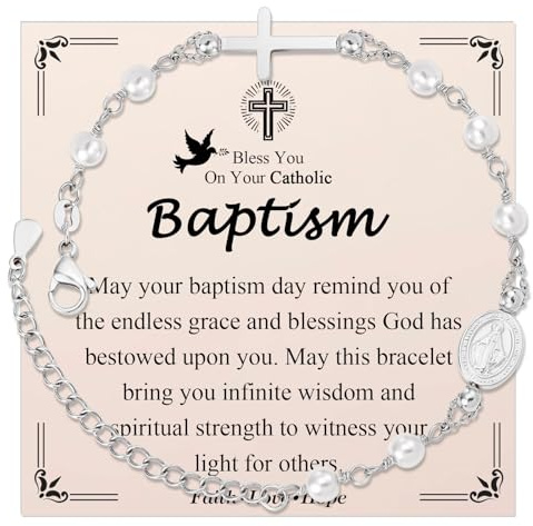 EYQV Christening Gifts for Girls, Virgin Mary Cross Bracelet | Holy Communion, Confirmation, Baptism Gifts for Girls, Presents for Sister Daughter Granddaughter Niece