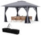 HOMASIS Gazebo con Zanzariera, Pergola 4x4 m Regolabile in Altezza, Gazebo Pieghevole e Impermeabile, Telaio in Metallo, Tenda da Esterno per Campeggio, Feste, Piscina, Grigio