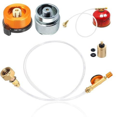 Lhdfyqt Adaptateur de cartouche de gaz, adaptateur de recharge de propane, adaptateur de recharge de gaz, adaptateur de gaz pour réchaud de camping, valve de gonflage, cylindre plat, adaptateur de