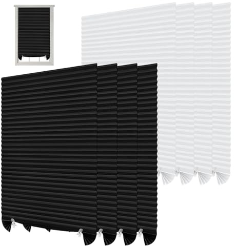 HEUIOP 8PCS Temporary Blinds,60x150CM No Drill Blinds Stick on Curtains,Pleated Temporary Shades, Easy to Cut and Fit Self Adhesive for Windows Patio Doors