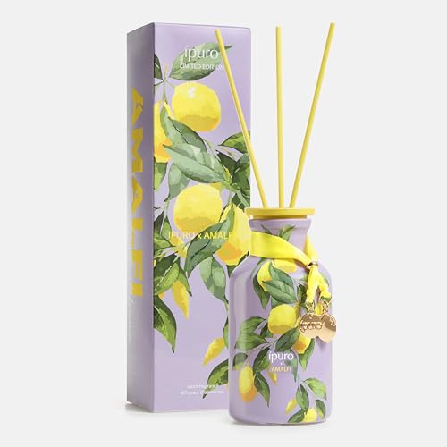 ipuro x Amalfi Raumduft 240ml - Blumig-fruchtiger Raumduft mit Zitrusnoten, floralen Akzenten & warmen Holznoten - inspiriert von der Amalfiküste - Lufterfrischer Wohnung, Diffuser mit Stäbchen