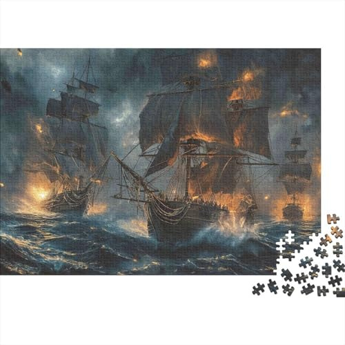 1000 Pieces Naval Battle Paper Jigsaw Puzzle for Adults Historic War Brain Teaser Home Wall Art 70x50cm/1000pcs
