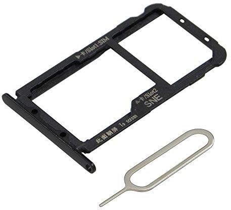 MMOBIEL Bandeja de Tarjeta Porta Dual SIM Compatible con Huawei Mate 20 Lite 2018 - Soporte de la Ranura con Pin - Negro