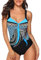 heekpek Costumi Interi Donna Vintage Brasiliana Imbottito con Stampa Tribale Costume da Bagno Intero Piscina Vita Alta Donna Bikini Set Push Up Monokini Mare Piscina Multicolore, Azul, XL