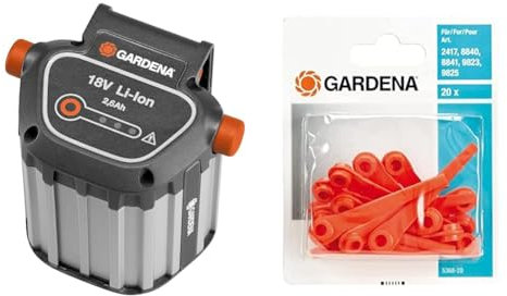 Gardena Original System Akku BLi-18: Zubehör & Ersatzmesser RotorCut: Ersatzmesser für Rasentrimmer und Akkutrimmer, Kunststoff-Messer, leicht auswechselbar, 20 Stück (5368-20)