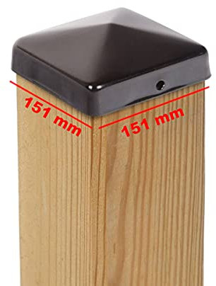Lot de 10 capuchons de poteau pyramide en acier noir revêtu par pulvérisation 151 x 151 mm