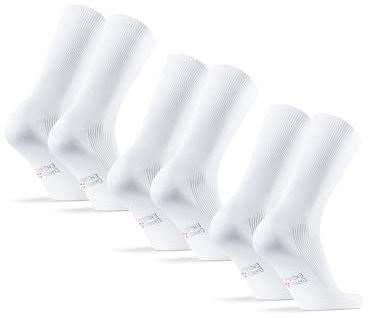 DANISH ENDURANCE Calcetines Diabeticos Hombre, Pie Diabetico, Calcetines Hombre Tobilleros, 3-Pack, Blanco, 39-42