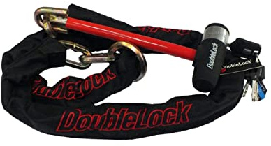 DoubleLock - Kettenschloss - Gliederkette lang SCM - Sicherheitsschloss - Stift - Strapazierbares Schloss - Innerhalb von fünf Sekunden verriegelt - Rot - Schwarz - SCM-geprüft