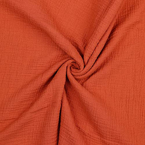 VmG-Store Double Gauze Musselin Stoff Tex zertifiziert Uni Meterware über 40 Farben 100% Baumwolle (033 I Terra, 200 x 135cm)