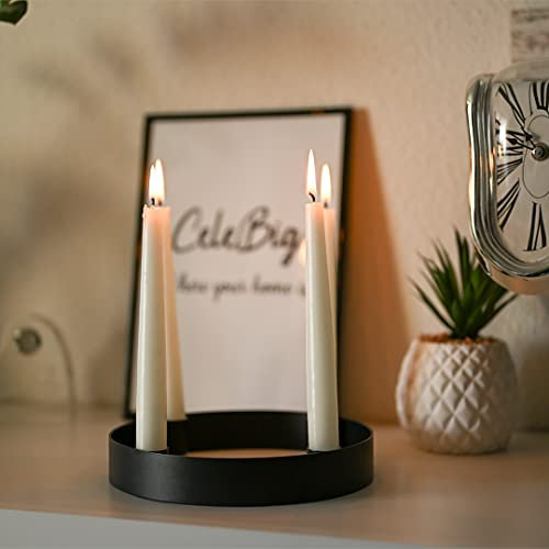 CeleBig® Kerzenständer | Stabkerzenständer Metall Schwarz | Kerzenhalter Rund Schwarz | Schwarze Dekoration | Adventskranz Metall Rund | Runde Optik | Geschenkartikel | Zeitloses Geschenk