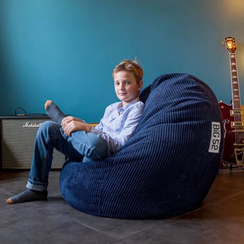LIVEDECO - Samt Cord Blau Marine Sitzsack, Innenraum für Wohnzimmer, Schlafzimmer, Abnehmbarer Bezug - BiG52