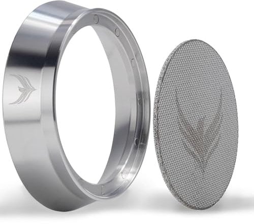 KNODOS Embudo dosificador de acero inoxidable de 58 mm y pantalla de disco espresso para portafiltro de 58 mm