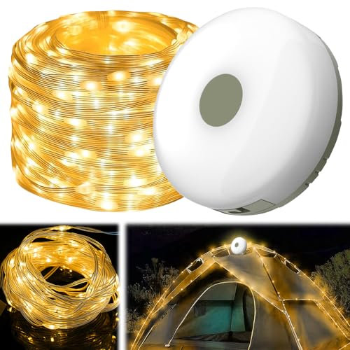 IXYHKB Wasserdichte tragbare verstaubare Lichterkette für den Außenbereich, Camping-Lichterkette, tragbare Lichterkette, einziehbare LED-Zelt-Camping-Lichterkette, LED-Lichterkette für Camping-Dekor