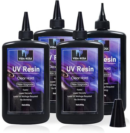 VIDA ROSA UV-Harz 1kg, schnellste Aushärtung, keine Gelbfärbung, hervorragende Transparenz, Ultraviolett-Solar-Aushärteharzkleber für Formen, Schmuckherstellung, Anhänger, Ohrringe, Basteln, DIY