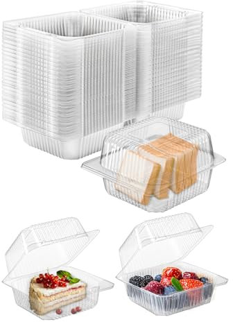 Trintion 200 Pack Cupcake Containers Individual 5.5 inch Inch Cupcake Boxes Single for Home Baking Clear Plastic Cupcake Holder with Lids for Party Wedding Birthday (Square 200PC)