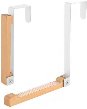 EliphonTowne 2PCS Foldable Over Door Hooks - Over The Door Hanger Foldable, Door Coat Hanger with Non-Slip Straps, Bathroom Door Hook, Over Door Hooks for Bedrooms, Metal Hangers for Clothes(White)